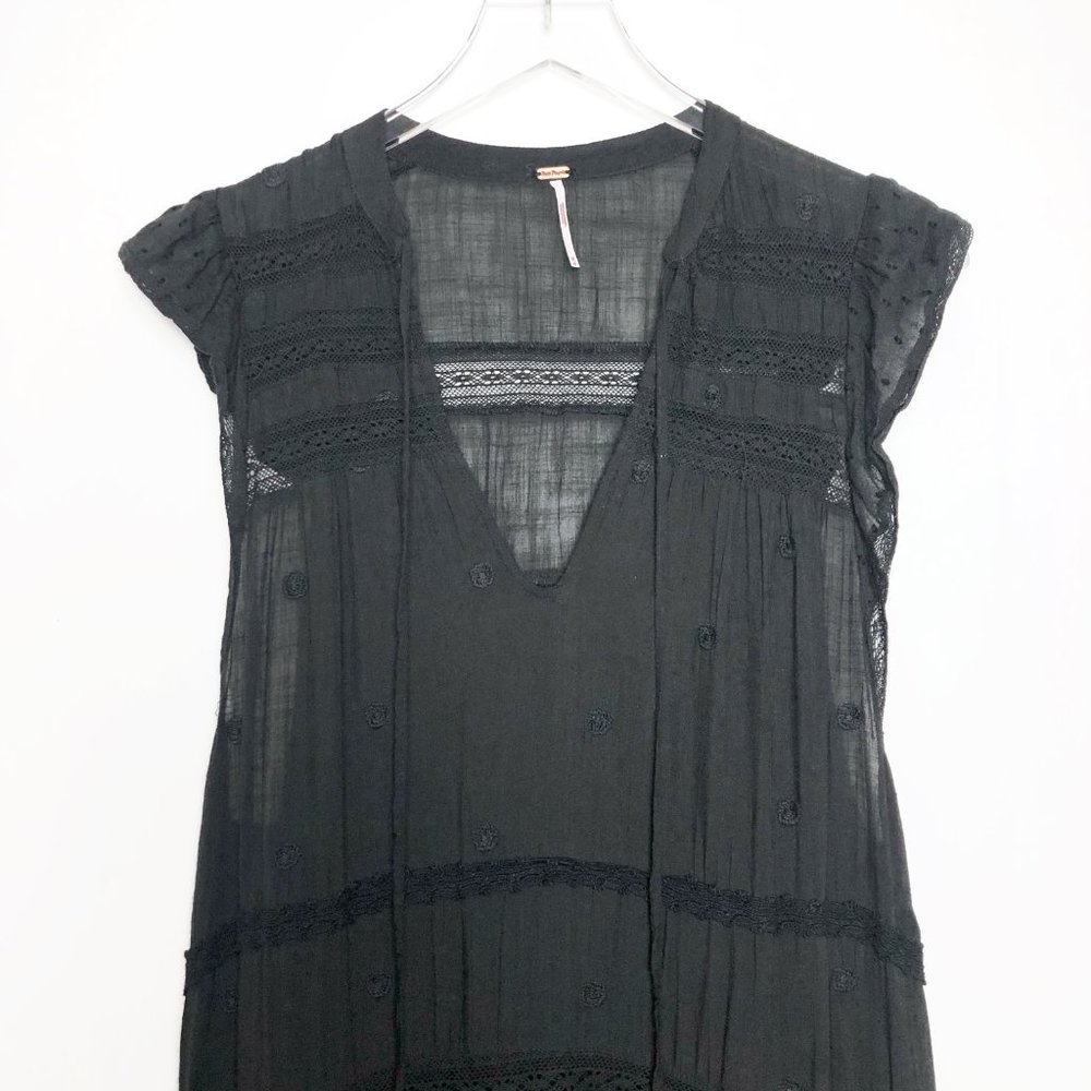 EUC Free People Black Sheer Midnight Midi Dress - Picture 3 of 10